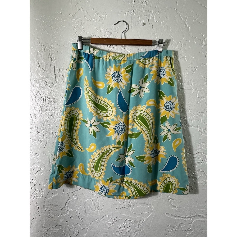 Lilly Pulitzer Silk Paisley Floral Mini Skirt Size 6 Blue Resort Preppy